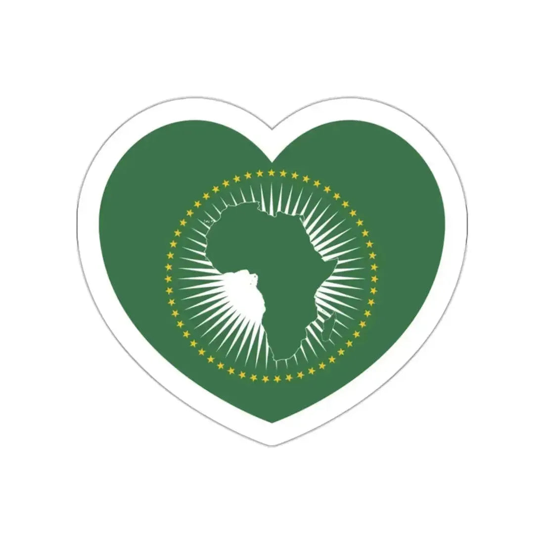 Heart Flag of the African Union - STICKER Vinyl Die-Cut Decal White Die-Cut 2 Inch - The Sticker Space