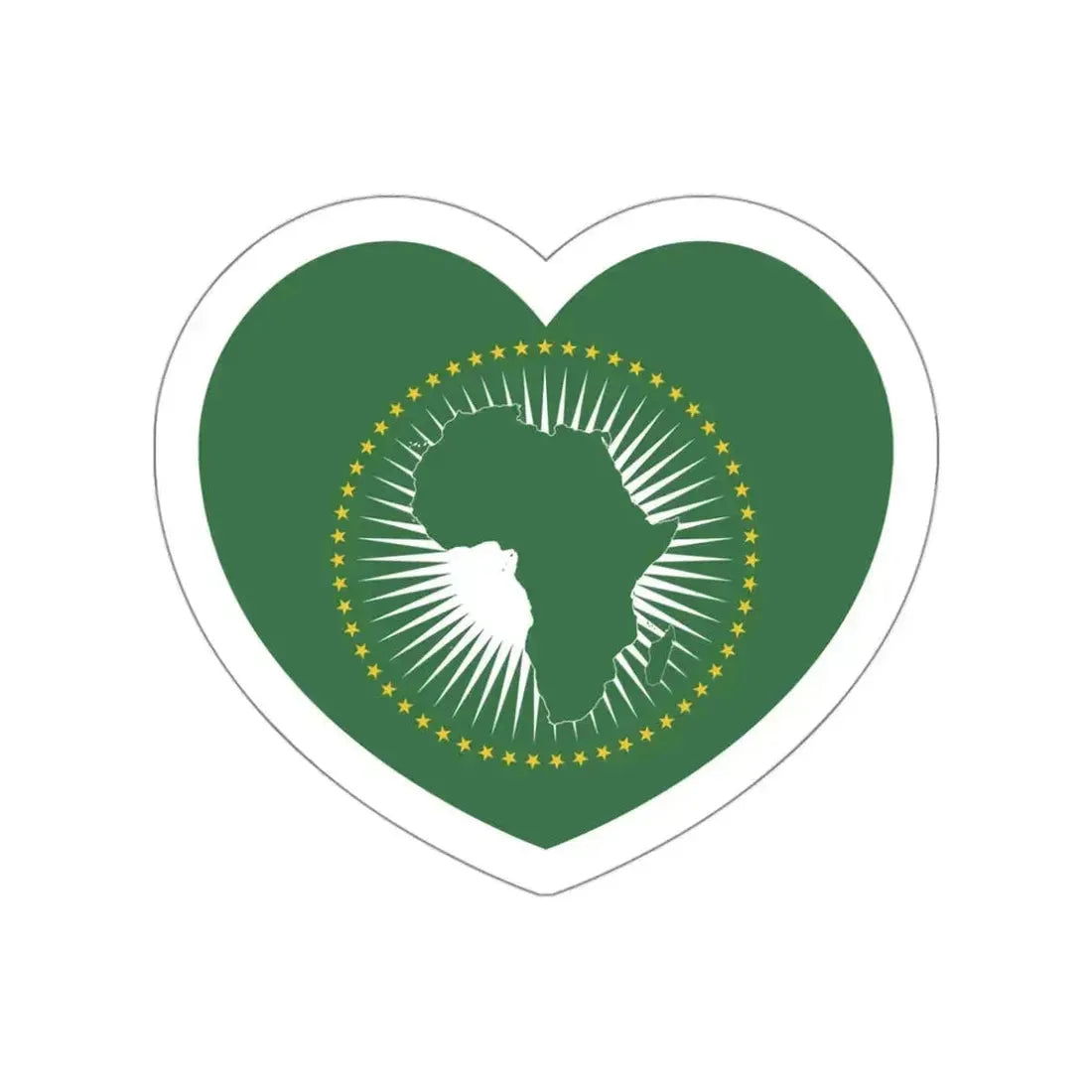 Heart Flag of the African Union - STICKER Vinyl Die-Cut Decal White Die-Cut 3 Inch - The Sticker Space