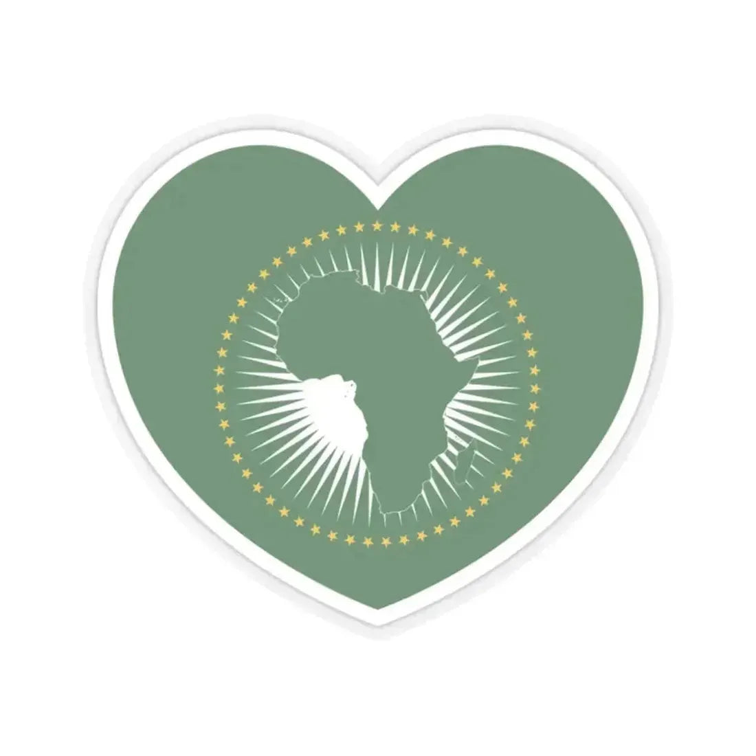 Heart Flag of the African Union - STICKER Vinyl Kiss-Cut Decal 2 Inch Transparent - The Sticker Space