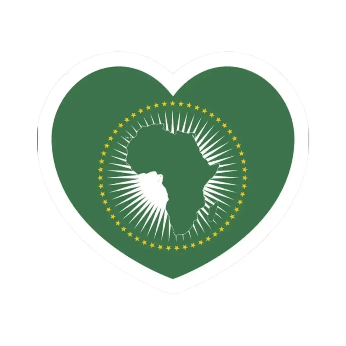 Heart Flag of the African Union - STICKER Vinyl Kiss-Cut Decal 2 Inch White - The Sticker Space