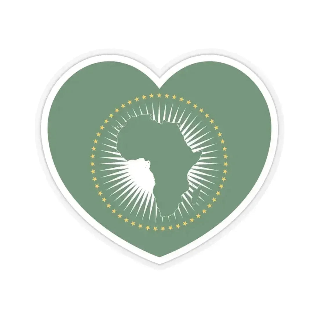 Heart Flag of the African Union - STICKER Vinyl Kiss-Cut Decal 3 Inch Transparent - The Sticker Space