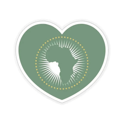 Heart Flag of the African Union - STICKER Vinyl Kiss-Cut Decal 3 Inch Transparent - The Sticker Space