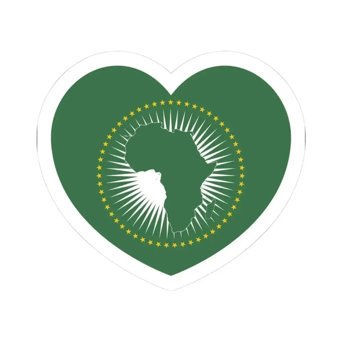 Heart Flag of the African Union - STICKER Vinyl Kiss-Cut Decal 3 Inch White - The Sticker Space
