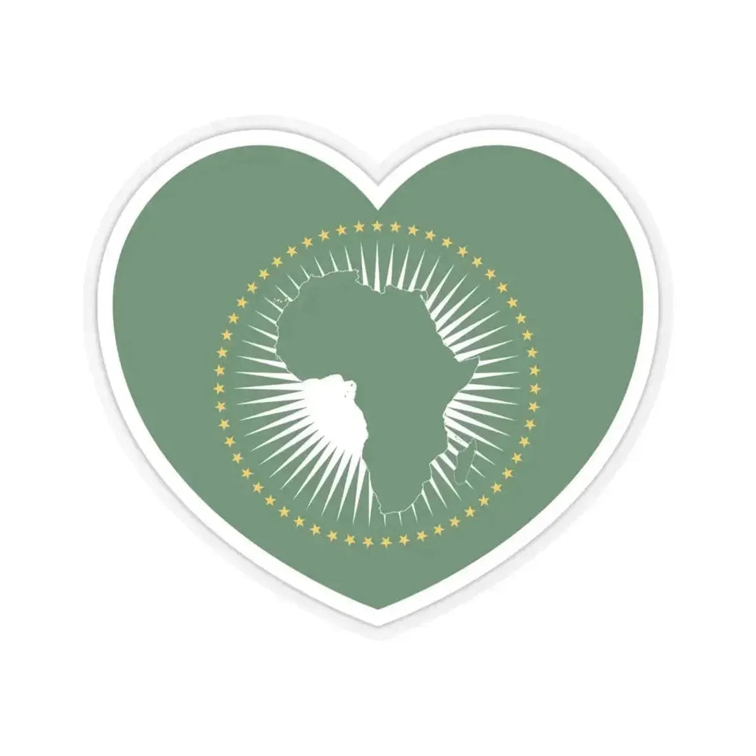Heart Flag of the African Union - STICKER Vinyl Kiss-Cut Decal 4 Inch Transparent - The Sticker Space