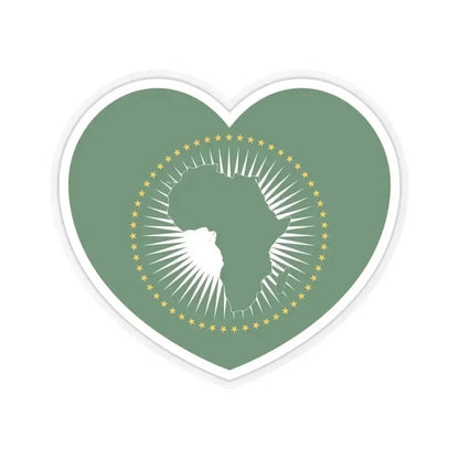 Heart Flag of the African Union - STICKER Vinyl Kiss-Cut Decal 4 Inch Transparent - The Sticker Space