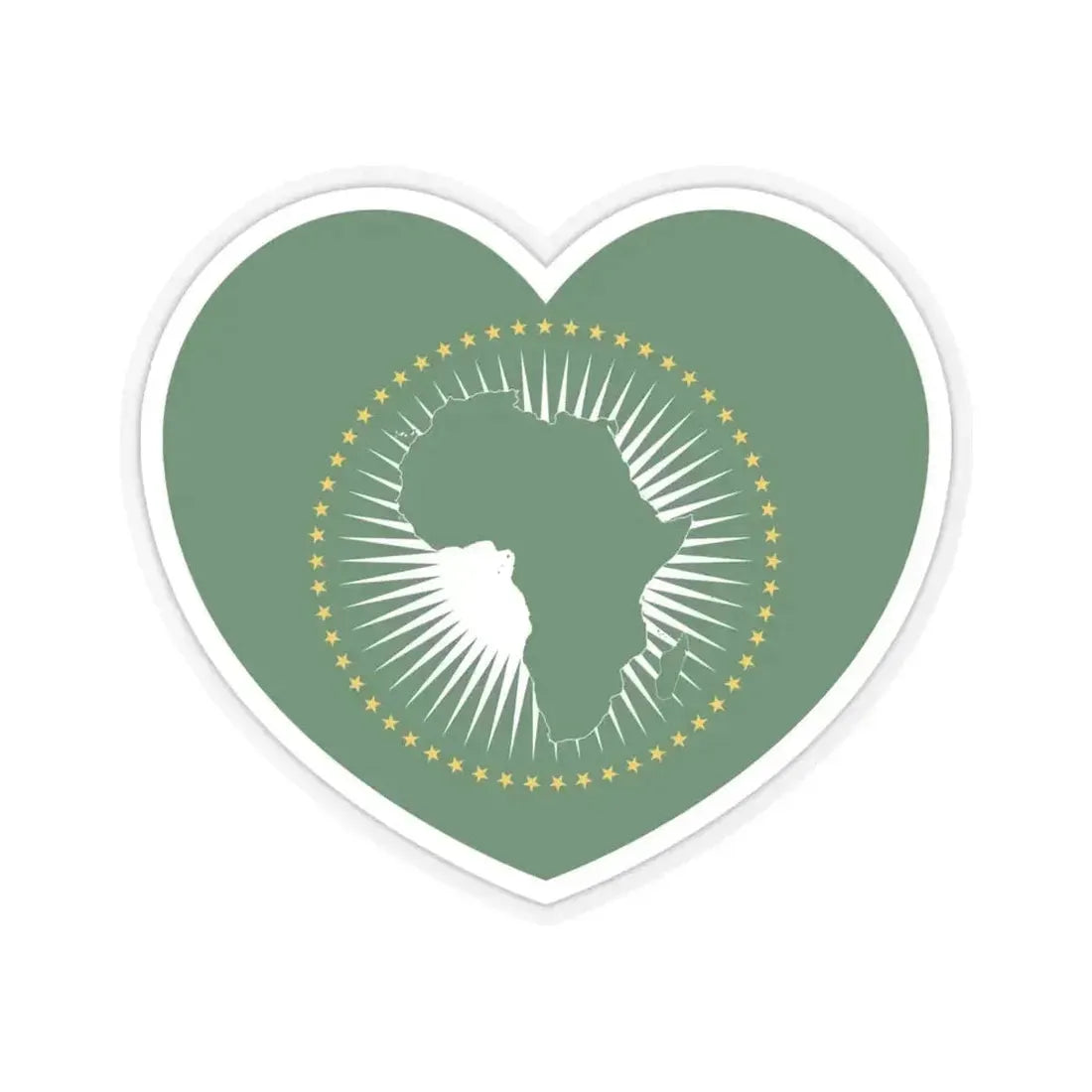 Heart Flag of the African Union - STICKER Vinyl Kiss-Cut Decal 6 Inch Transparent - The Sticker Space