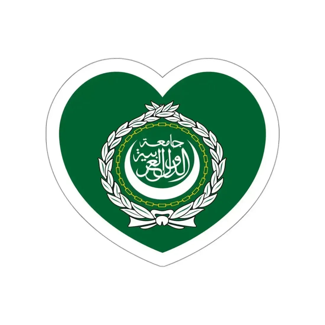 Heart Flag of the Arab League - STICKER Vinyl Die-Cut Decal White Die-Cut 3 Inch - The Sticker Space