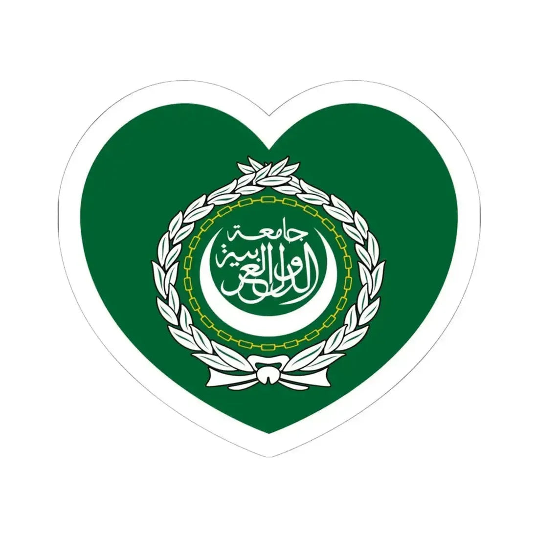 Heart Flag of the Arab League - STICKER Vinyl Kiss-Cut Decal 6 Inch White - The Sticker Space