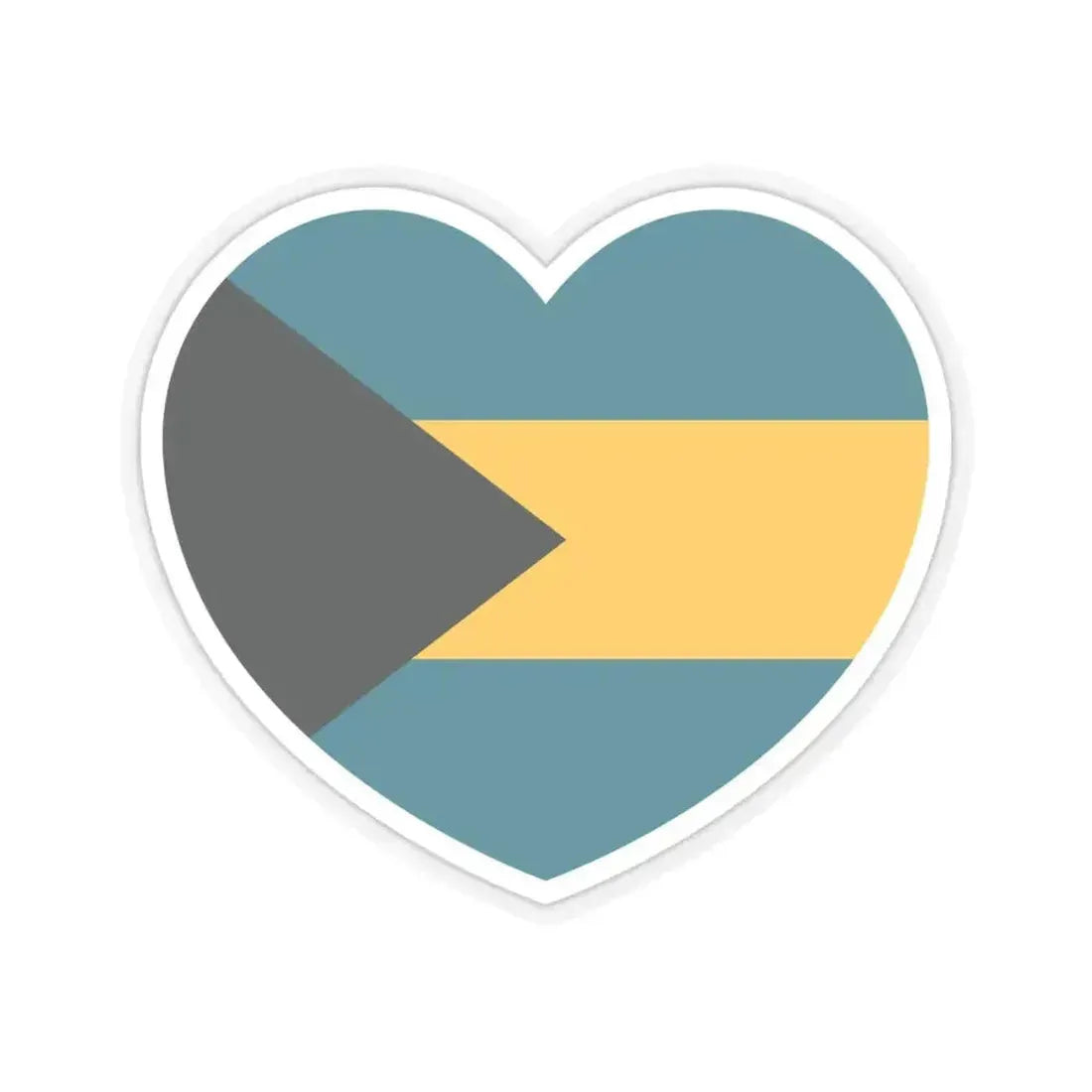 Heart Flag of the Bahamas - STICKER Vinyl Kiss-Cut Decal 6 Inch Transparent - The Sticker Space