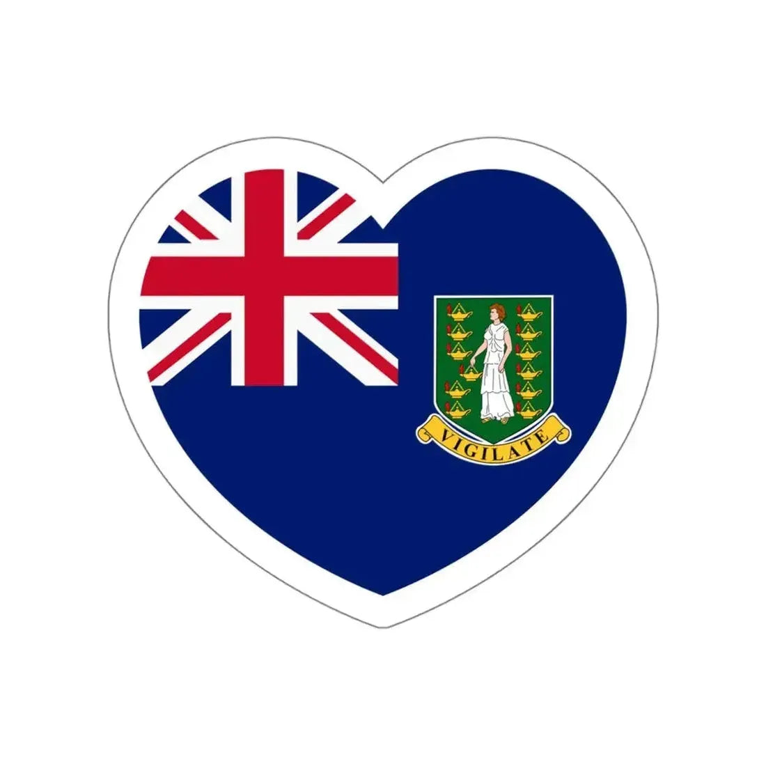 Heart Flag of the British Virgin Islands - STICKER Vinyl Die-Cut Decal - The Sticker Space