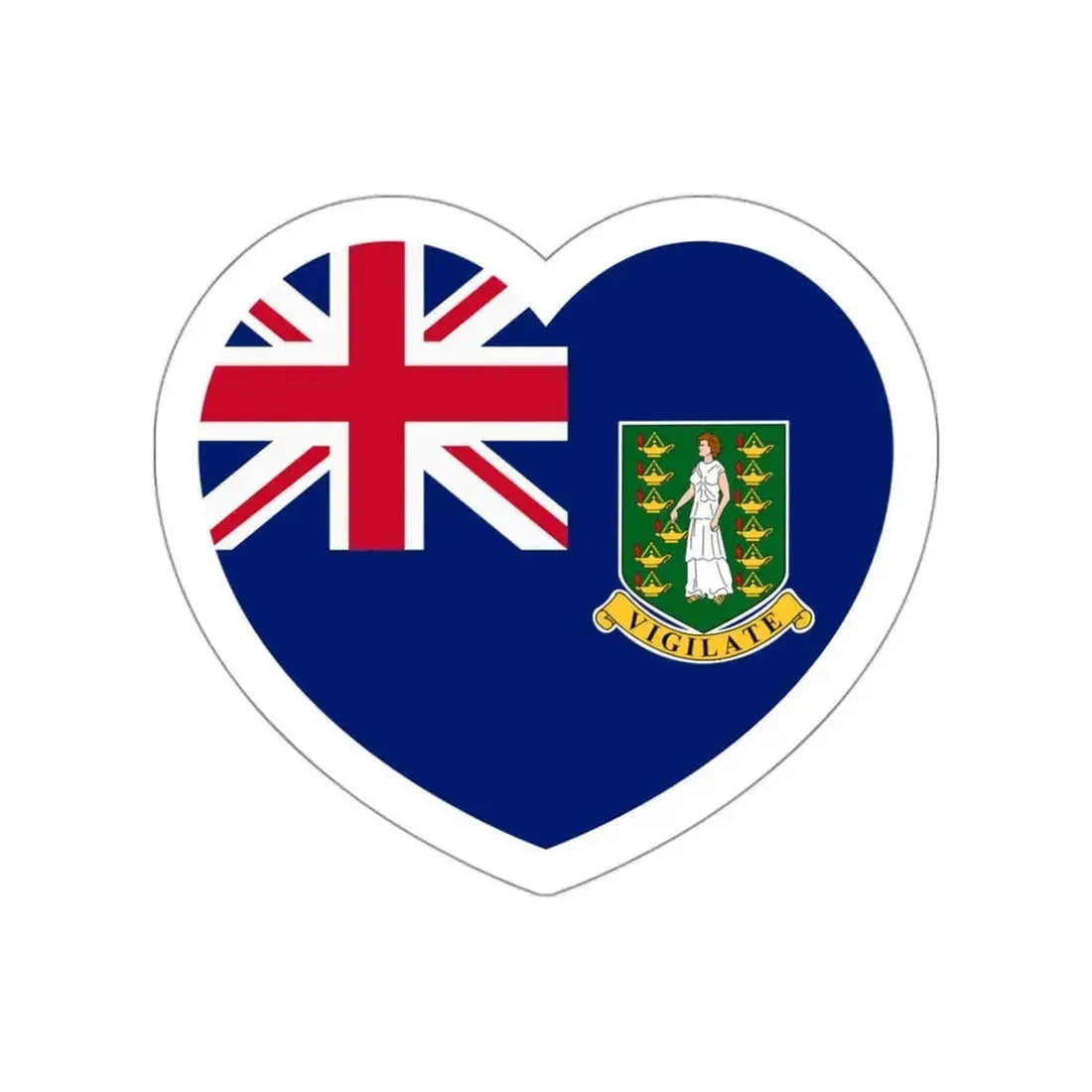 Heart Flag of the British Virgin Islands - STICKER Vinyl Die-Cut Decal White Die-Cut 3 Inch - The Sticker Space