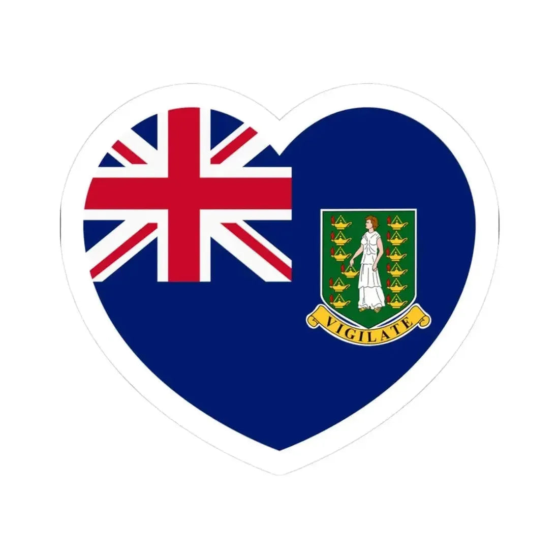 Heart Flag of the British Virgin Islands - STICKER Vinyl Kiss-Cut Decal 3 Inch White - The Sticker Space