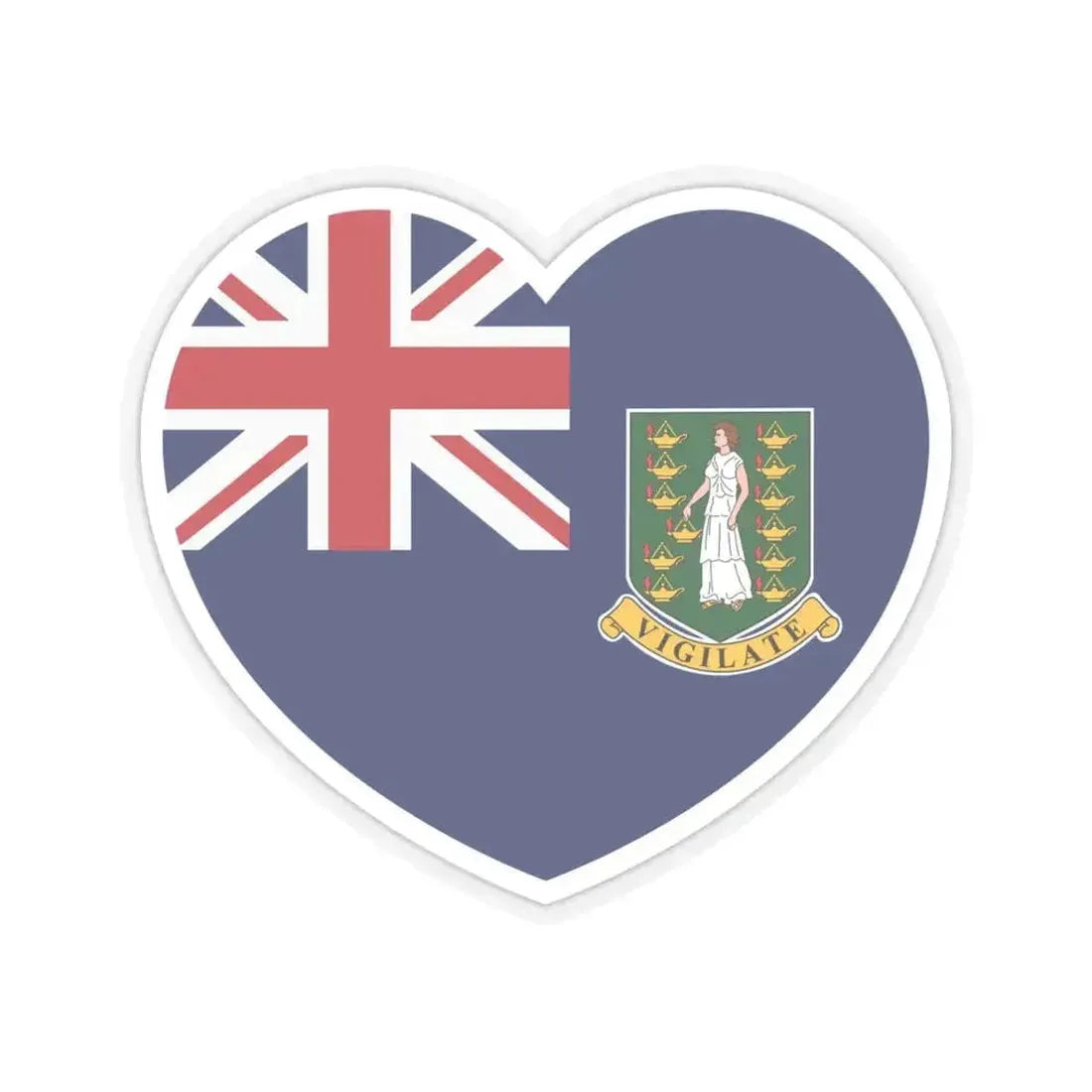 Heart Flag of the British Virgin Islands - STICKER Vinyl Kiss-Cut Decal 6 Inch Transparent - The Sticker Space