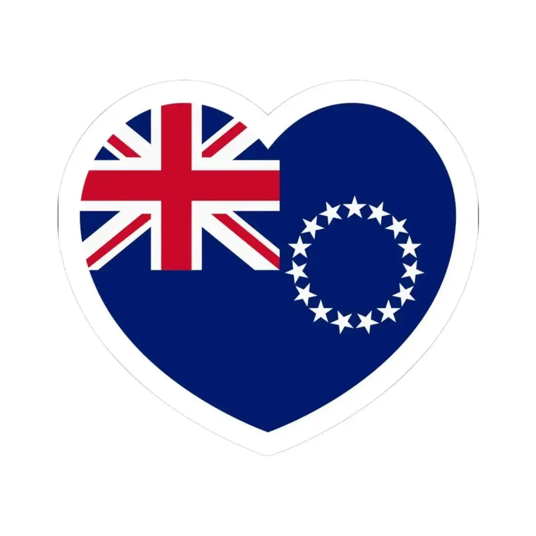 Heart Flag of the Cook Islands - STICKER Vinyl Kiss-Cut Decal 3 Inch White - The Sticker Space