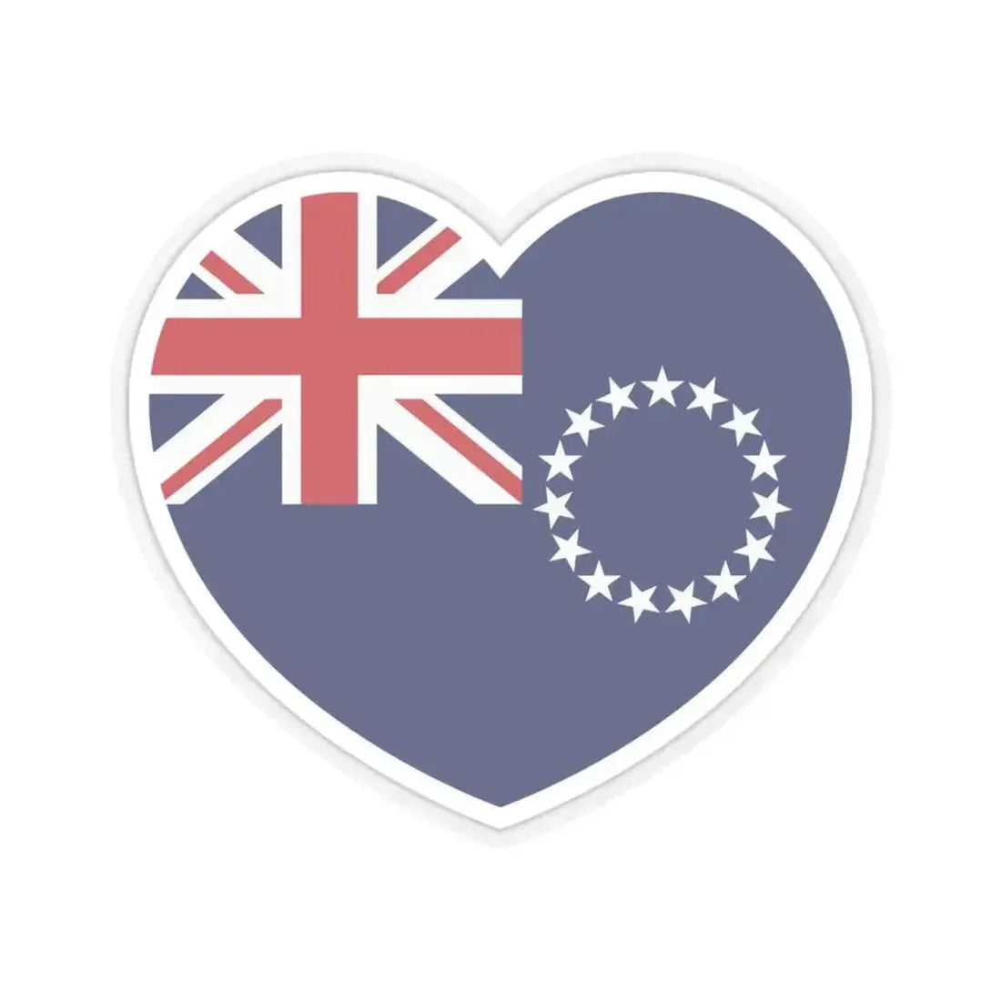 Heart Flag of the Cook Islands - STICKER Vinyl Kiss-Cut Decal 6 Inch Transparent - The Sticker Space