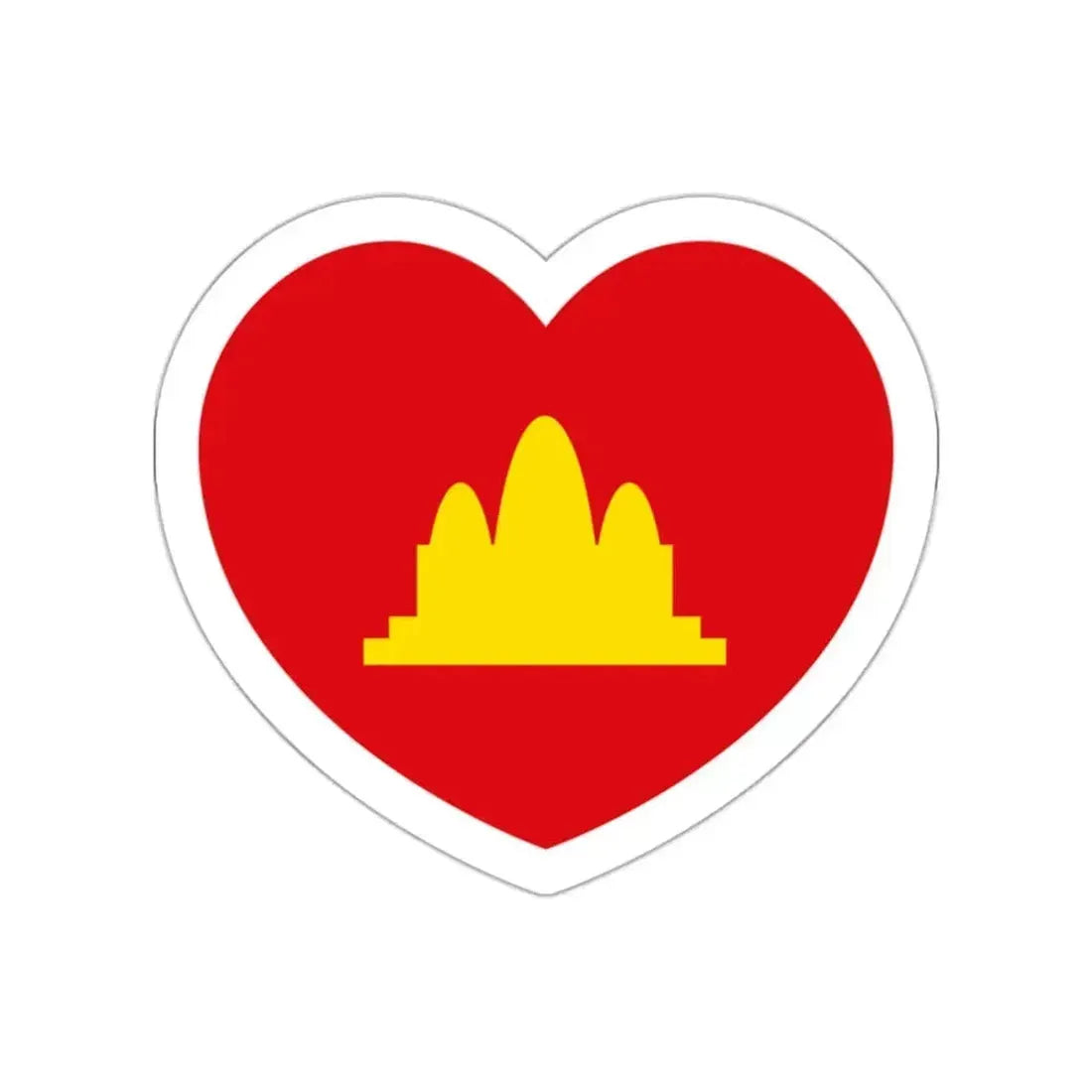 Heart Flag of the Democratic Kampuchea - STICKER Vinyl Die-Cut Decal White Die-Cut 2 Inch - The Sticker Space