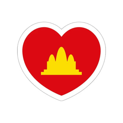 Heart Flag of the Democratic Kampuchea - STICKER Vinyl Die-Cut Decal White Die-Cut 2 Inch - The Sticker Space