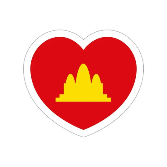 Heart Flag of the Democratic Kampuchea - STICKER Vinyl Die-Cut Decal White Die-Cut 2 Inch - The Sticker Space