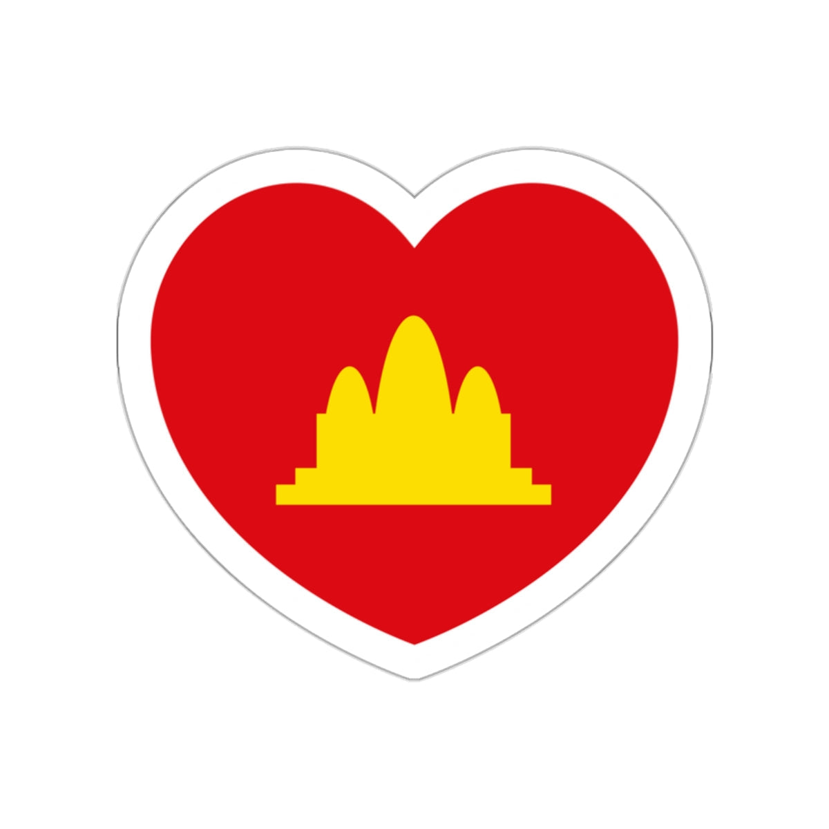 Heart Flag of the Democratic Kampuchea - STICKER Vinyl Die-Cut Decal-White-The Sticker Space