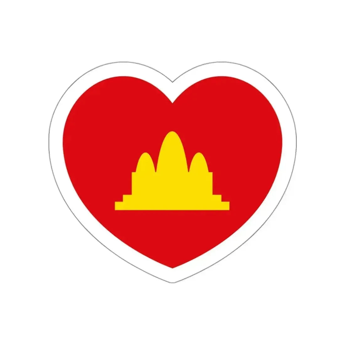 Heart Flag of the Democratic Kampuchea - STICKER Vinyl Die-Cut Decal White Die-Cut 3 Inch - The Sticker Space