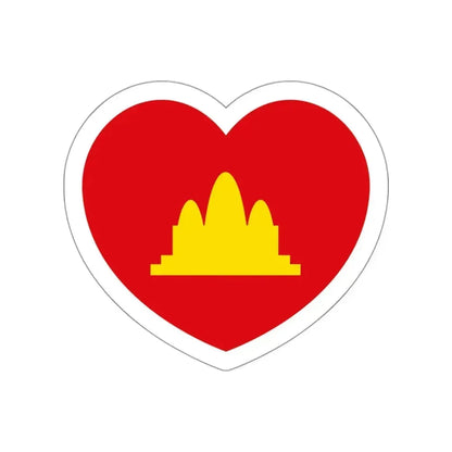Heart Flag of the Democratic Kampuchea - STICKER Vinyl Die-Cut Decal White Die-Cut 3 Inch - The Sticker Space