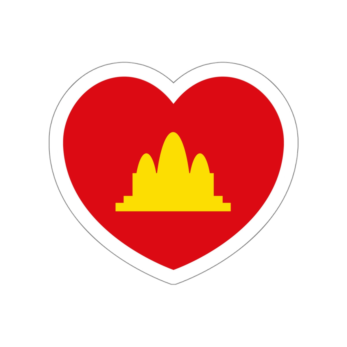 Heart Flag of the Democratic Kampuchea - STICKER Vinyl Die-Cut Decal-White-The Sticker Space