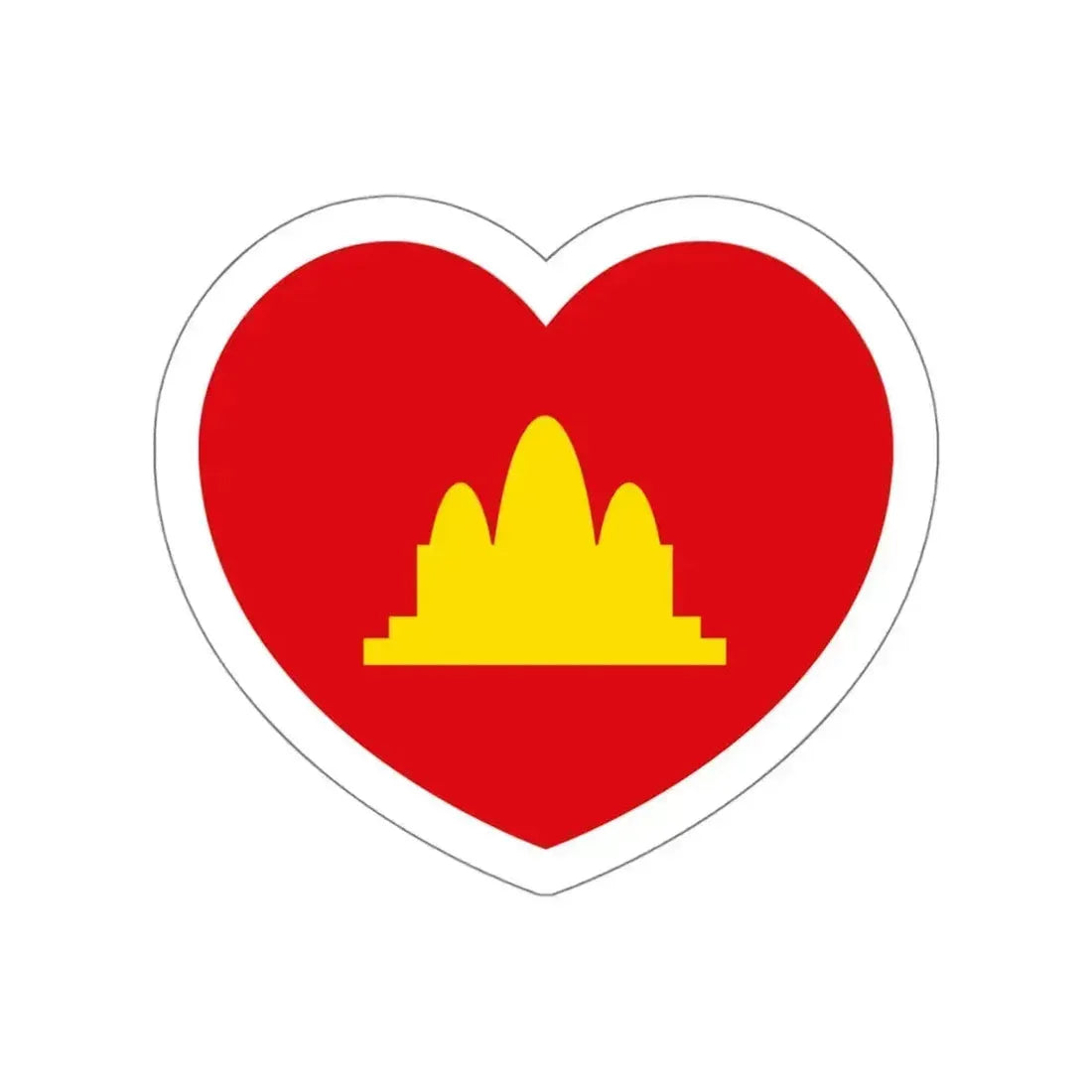 Heart Flag of the Democratic Kampuchea - STICKER Vinyl Die-Cut Decal White Die-Cut 4 Inch - The Sticker Space