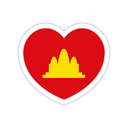 Heart Flag of the Democratic Kampuchea - STICKER Vinyl Die-Cut Decal-White-The Sticker Space