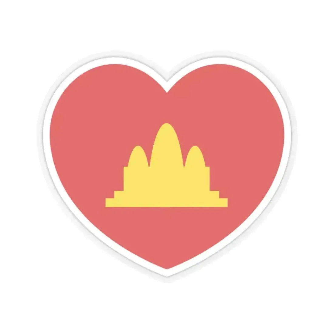 Heart Flag of the Democratic Kampuchea - STICKER Vinyl Kiss-Cut Decal 2 Inch Transparent - The Sticker Space