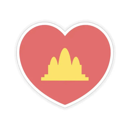Heart Flag of the Democratic Kampuchea - STICKER Vinyl Kiss-Cut Decal 2 Inch Transparent - The Sticker Space