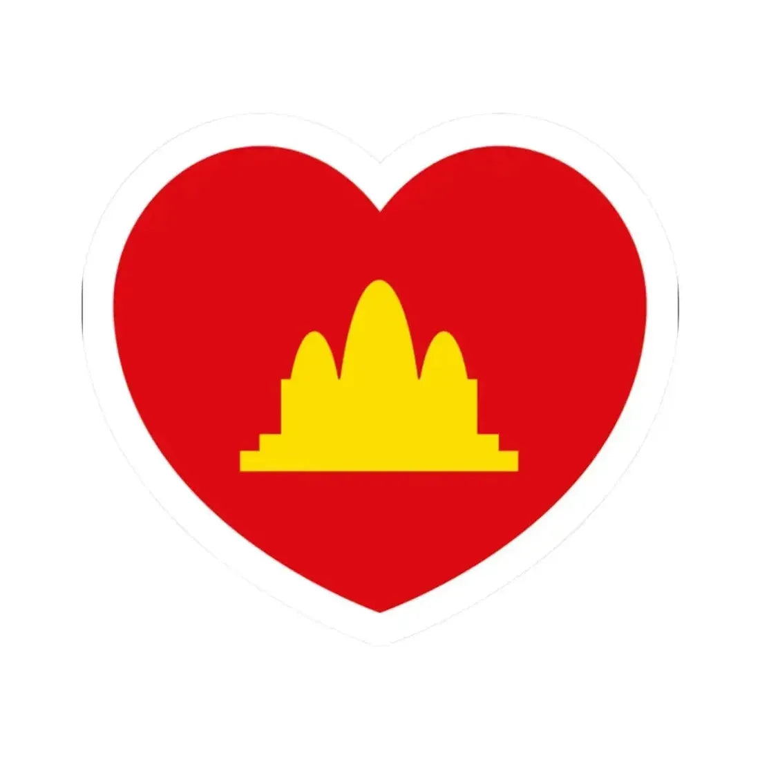 Heart Flag of the Democratic Kampuchea - STICKER Vinyl Kiss-Cut Decal 2 Inch White - The Sticker Space