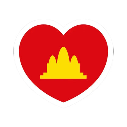 Heart Flag of the Democratic Kampuchea - STICKER Vinyl Kiss-Cut Decal 2 Inch White - The Sticker Space