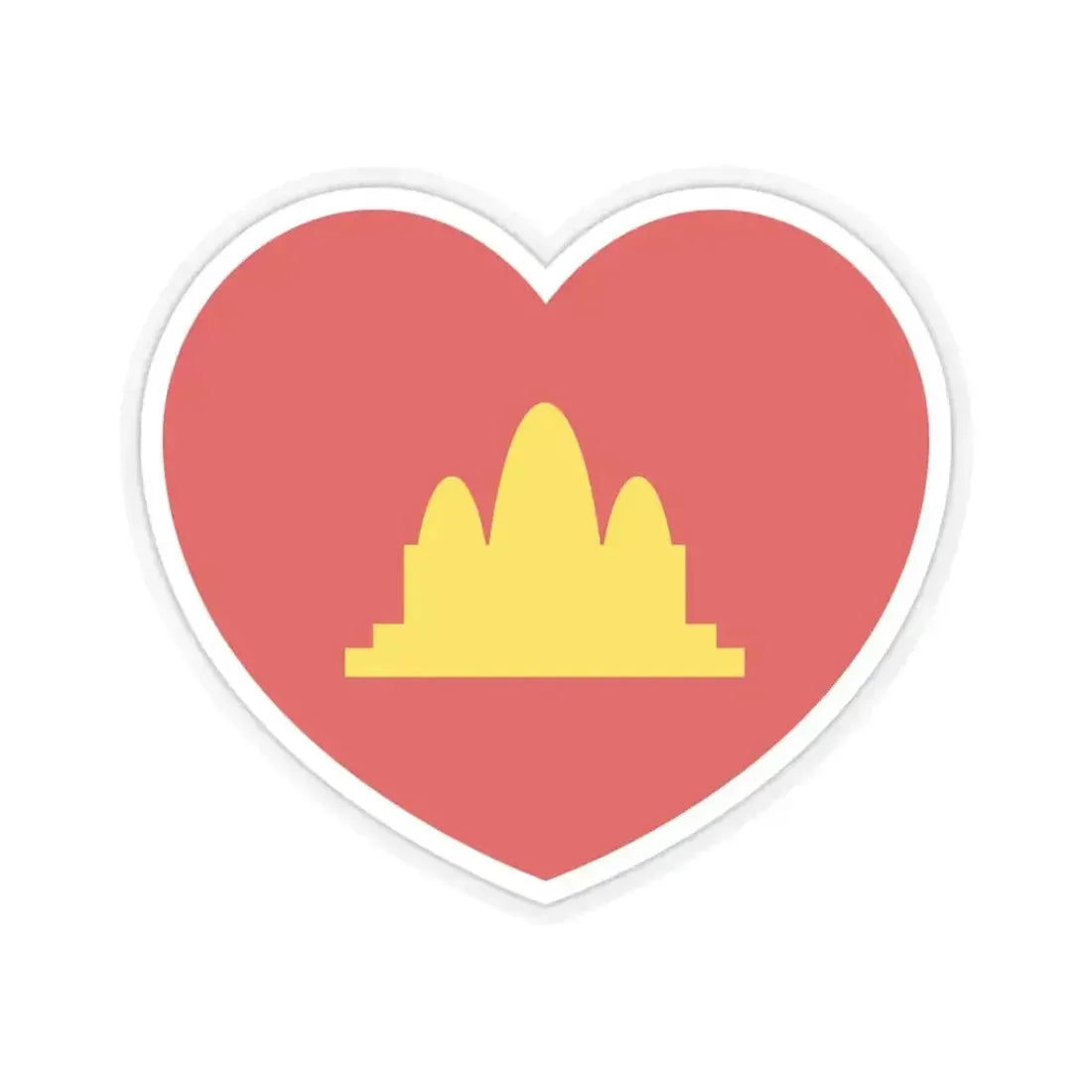 Heart Flag of the Democratic Kampuchea - STICKER Vinyl Kiss-Cut Decal 3 Inch Transparent - The Sticker Space