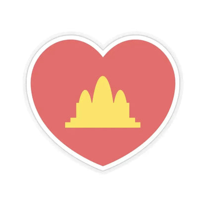 Heart Flag of the Democratic Kampuchea - STICKER Vinyl Kiss-Cut Decal 3 Inch Transparent - The Sticker Space