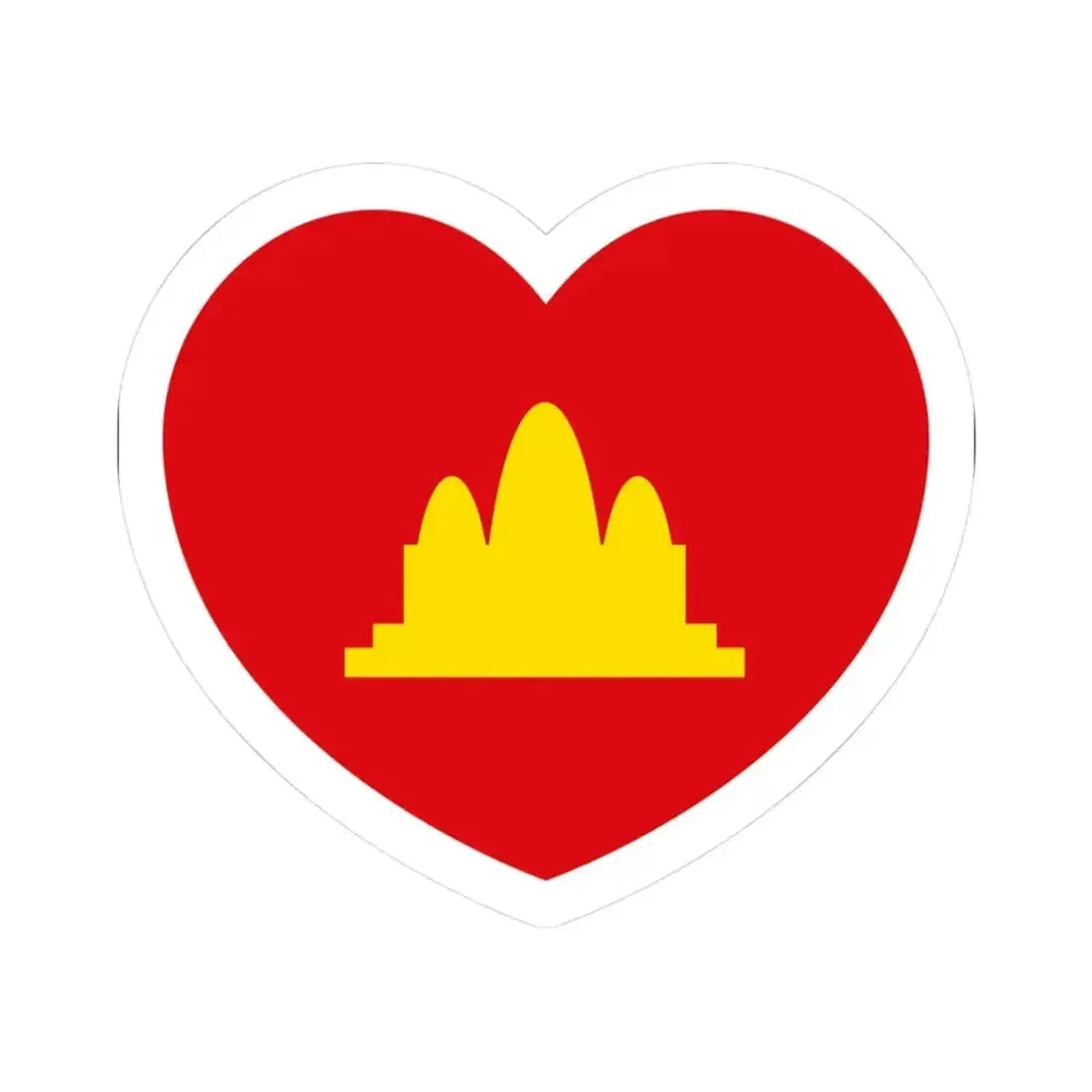 Heart Flag of the Democratic Kampuchea - STICKER Vinyl Kiss-Cut Decal 3 Inch White - The Sticker Space