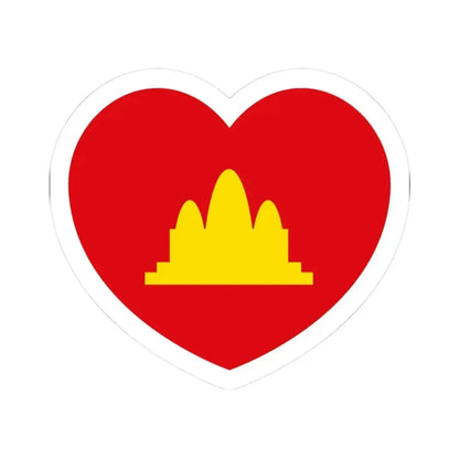 Heart Flag of the Democratic Kampuchea - STICKER Vinyl Kiss-Cut Decal 3 Inch White - The Sticker Space