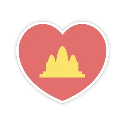 Heart Flag of the Democratic Kampuchea - STICKER Vinyl Kiss-Cut Decal 4 Inch Transparent - The Sticker Space