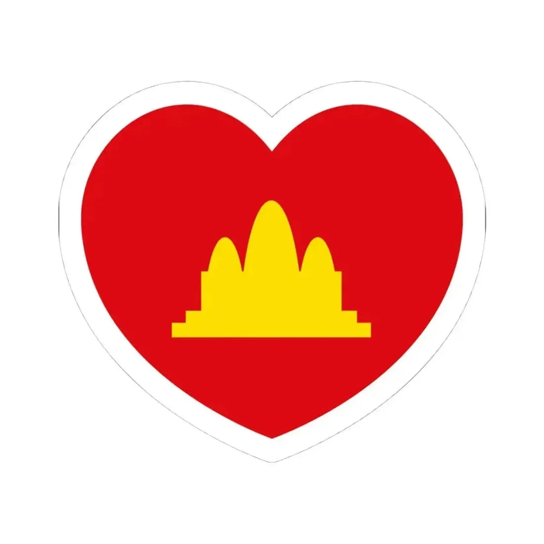 Heart Flag of the Democratic Kampuchea - STICKER Vinyl Kiss-Cut Decal 4 Inch White - The Sticker Space