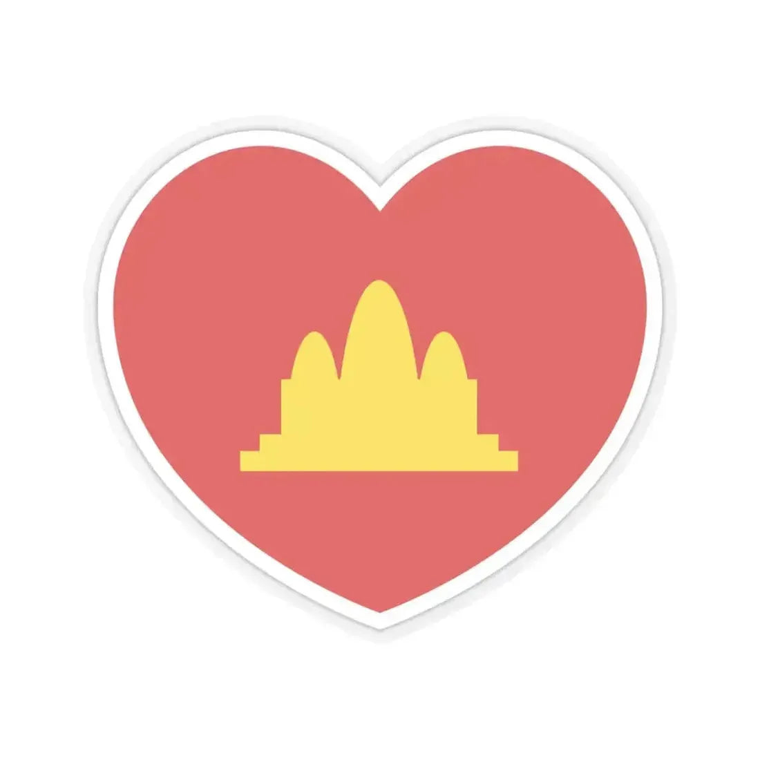Heart Flag of the Democratic Kampuchea - STICKER Vinyl Kiss-Cut Decal 6 Inch Transparent - The Sticker Space