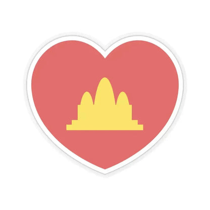 Heart Flag of the Democratic Kampuchea - STICKER Vinyl Kiss-Cut Decal 6 Inch Transparent - The Sticker Space