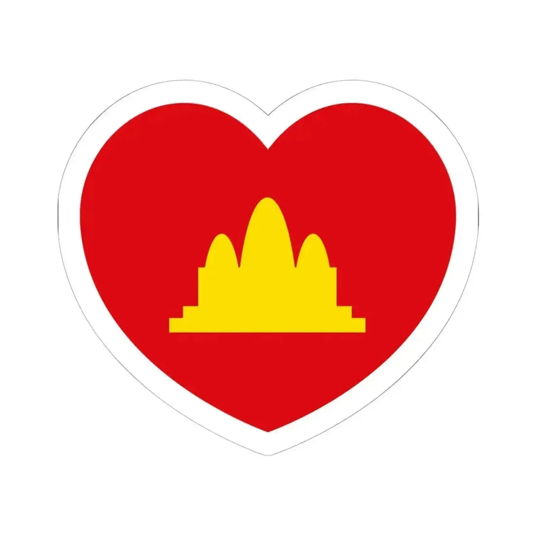 Heart Flag of the Democratic Kampuchea - STICKER Vinyl Kiss-Cut Decal 6 Inch White - The Sticker Space