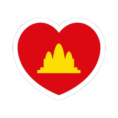 Heart Flag of the Democratic Kampuchea - STICKER Vinyl Kiss-Cut Decal 6 Inch White - The Sticker Space