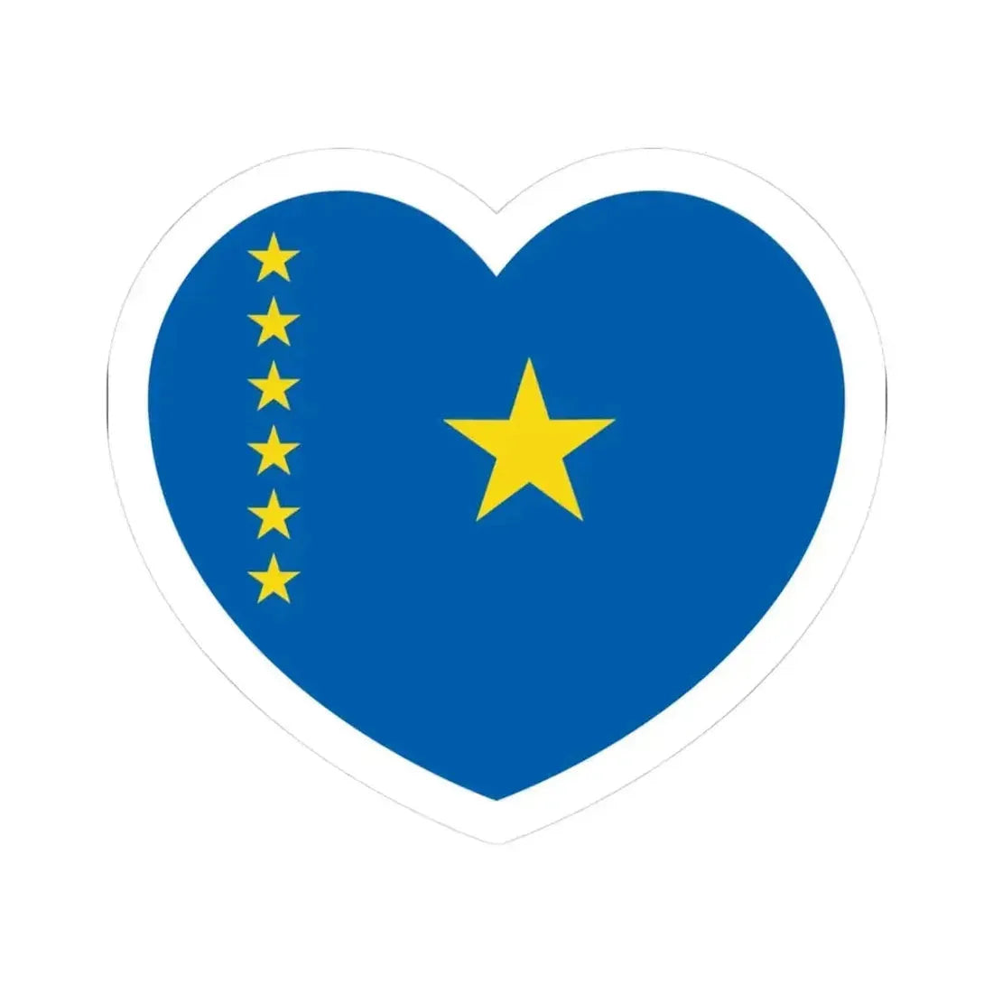 Heart Flag of the Democratic Republic of the Congo 1997-2003 - STICKER Vinyl Kiss-Cut Decal 3 Inch White - The Sticker Space