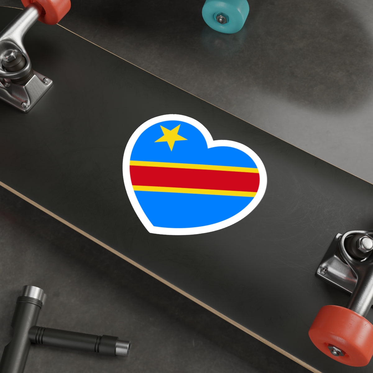 Heart Flag of the Democratic Republic of the Congo - STICKER Vinyl Die-Cut Decal-The Sticker Space