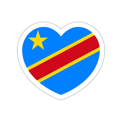 Heart Flag of the Democratic Republic of the Congo - STICKER Vinyl Die-Cut Decal-White-The Sticker Space