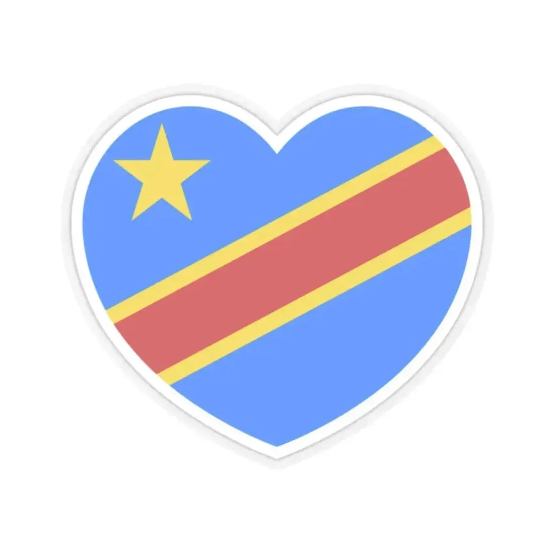 Heart Flag of the Democratic Republic of the Congo - STICKER Vinyl Kiss-Cut Decal 2 Inch Transparent - The Sticker Space