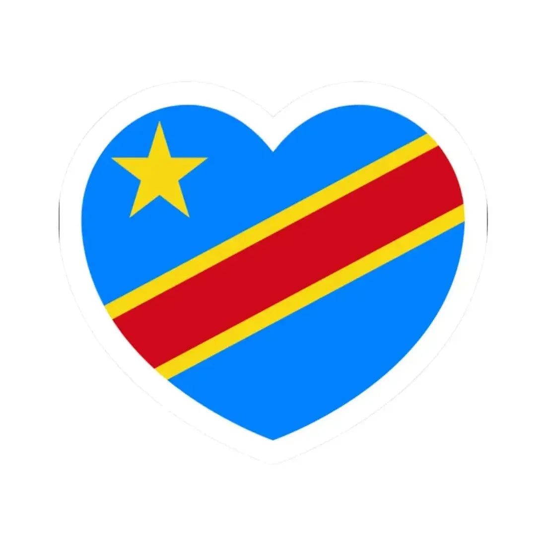 Heart Flag of the Democratic Republic of the Congo - STICKER Vinyl Kiss-Cut Decal 2 Inch White - The Sticker Space