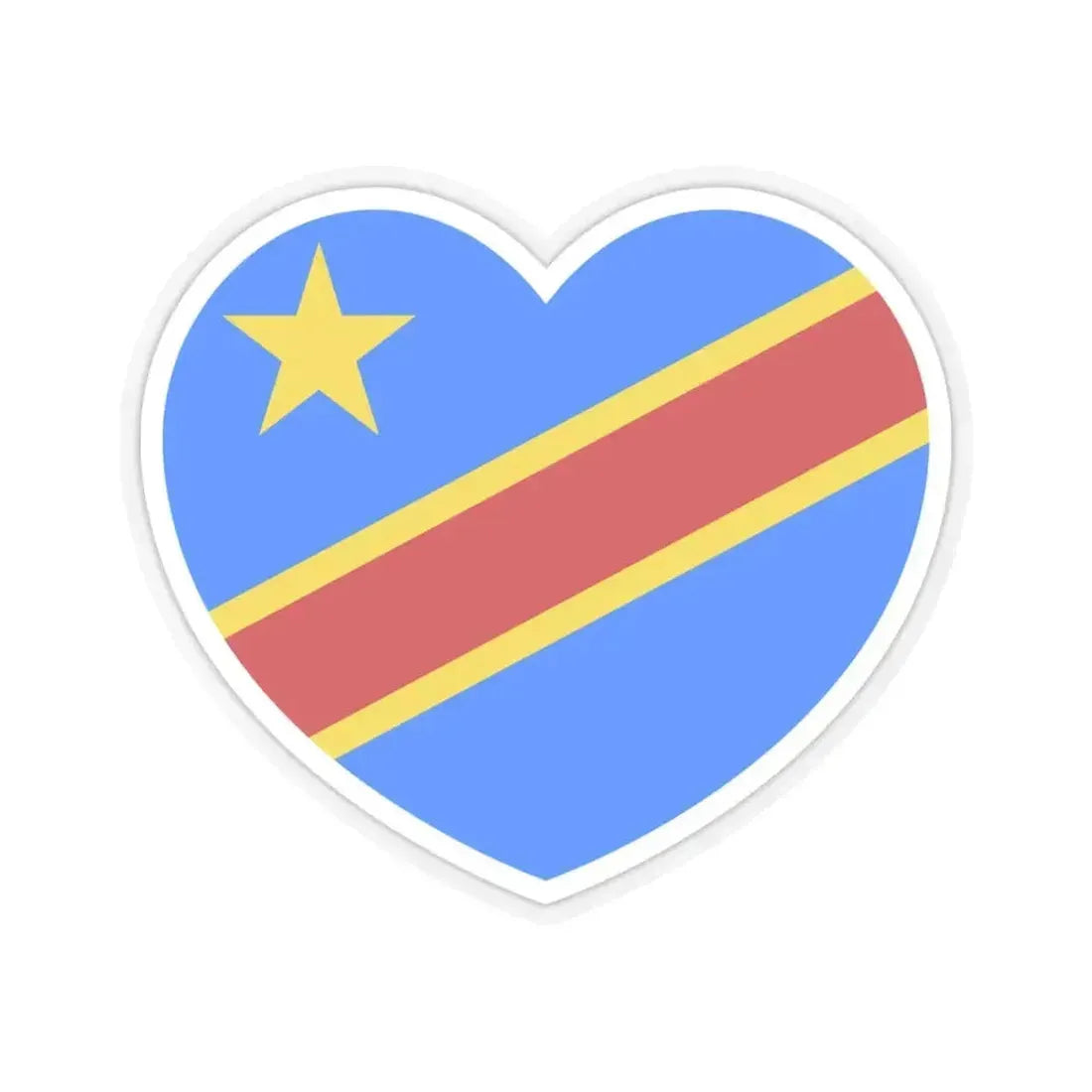 Heart Flag of the Democratic Republic of the Congo - STICKER Vinyl Kiss-Cut Decal 4 Inch Transparent - The Sticker Space