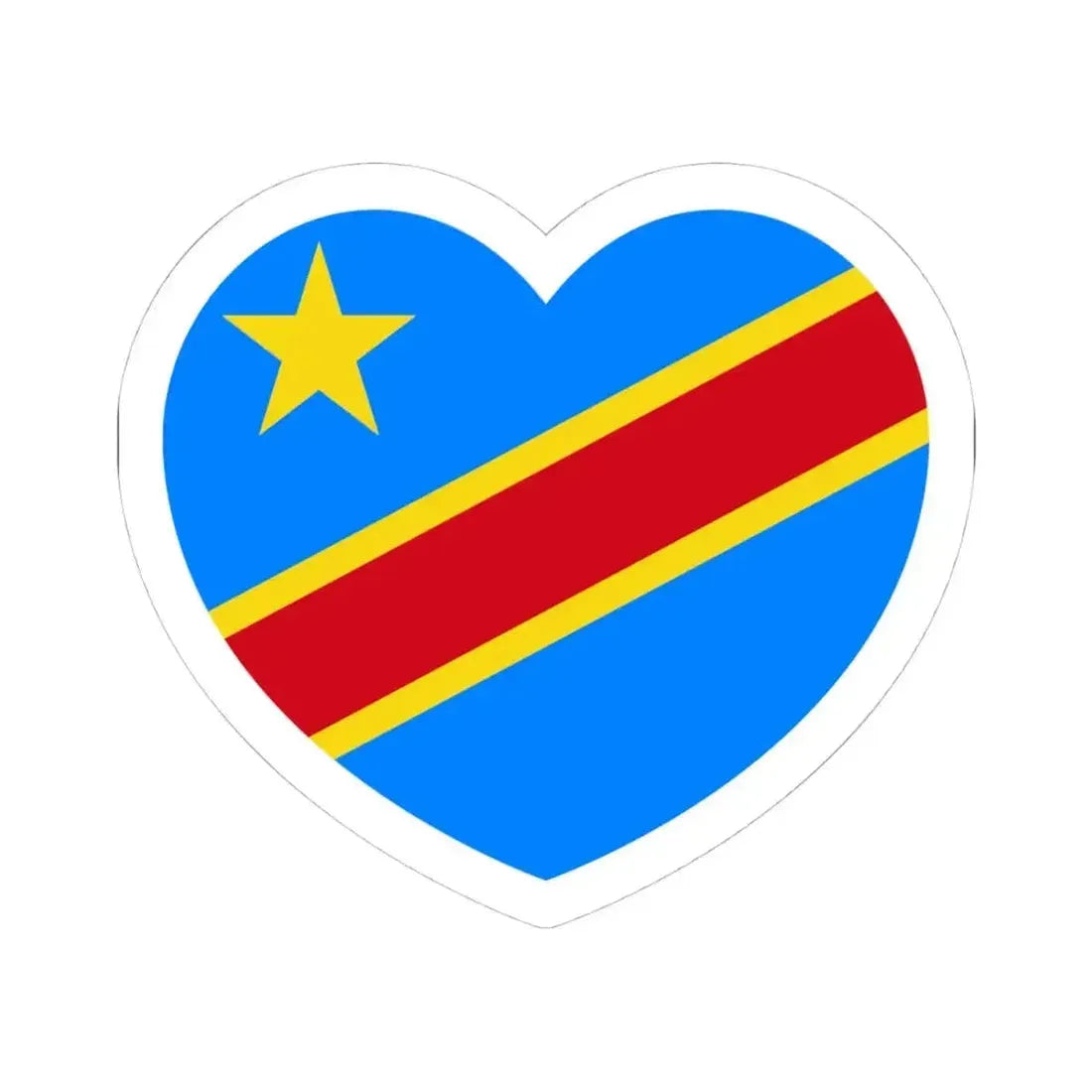 Heart Flag of the Democratic Republic of the Congo - STICKER Vinyl Kiss-Cut Decal 4 Inch White - The Sticker Space