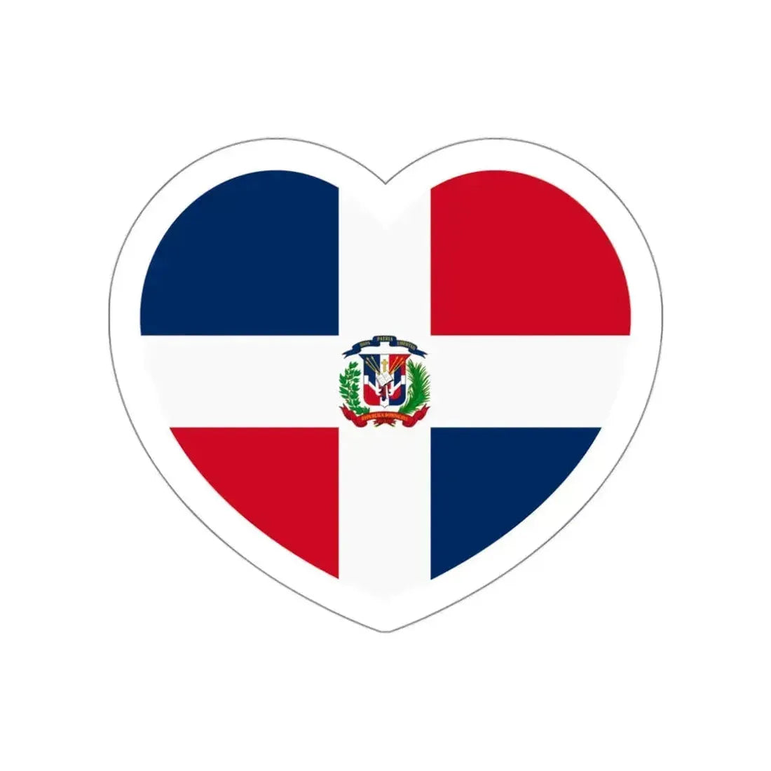 Heart Flag of the Dominican Republic - STICKER Vinyl Die-Cut Decal White Die-Cut 3 Inch - The Sticker Space